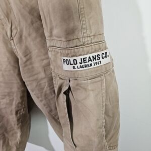 Vintage 90's Men's Polo Jeans by Ralph Lauren Tan Heavyweight Cargo Shorts!